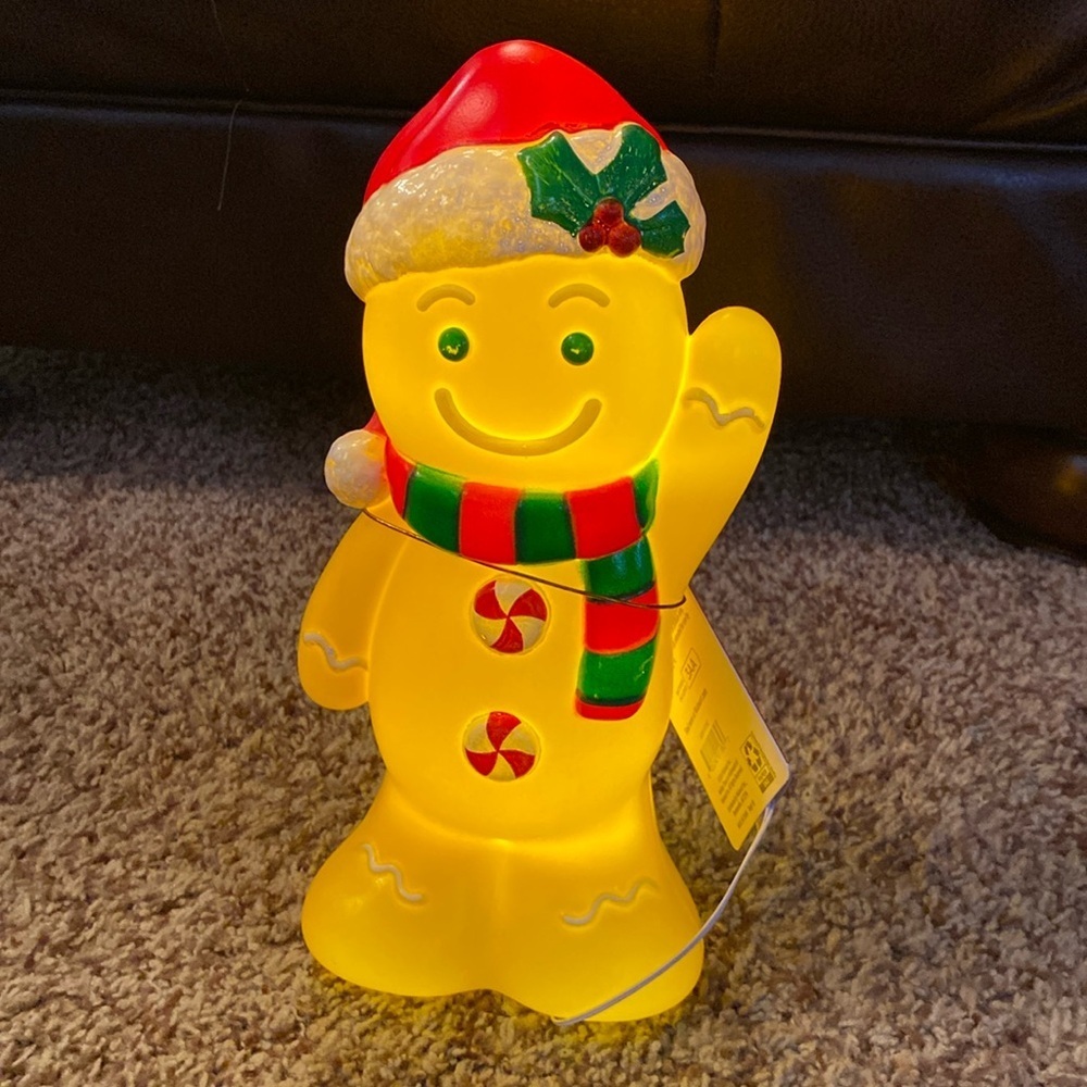 Christmas Gingerbread Man Lighted LED 11" Indoor Blow Mold by Holiday Time - NWT
